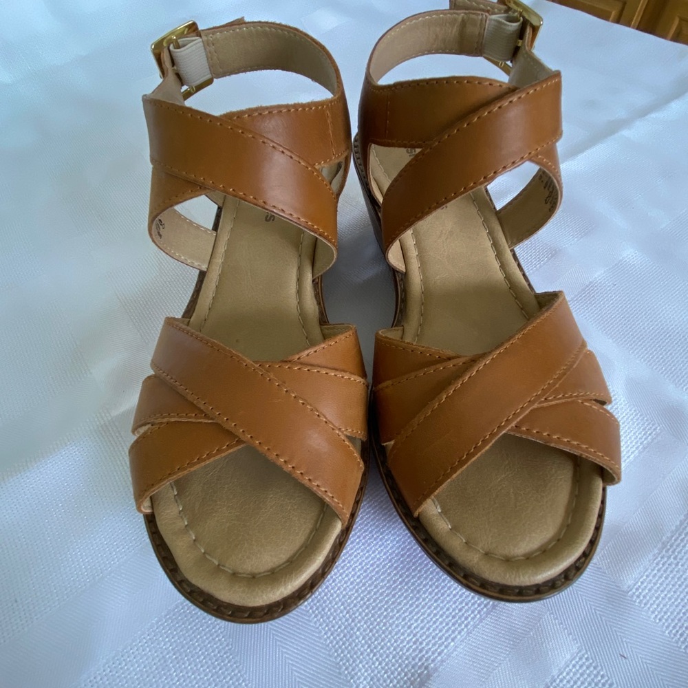 Hush Puppies Leather Wedge Sandals, 7M